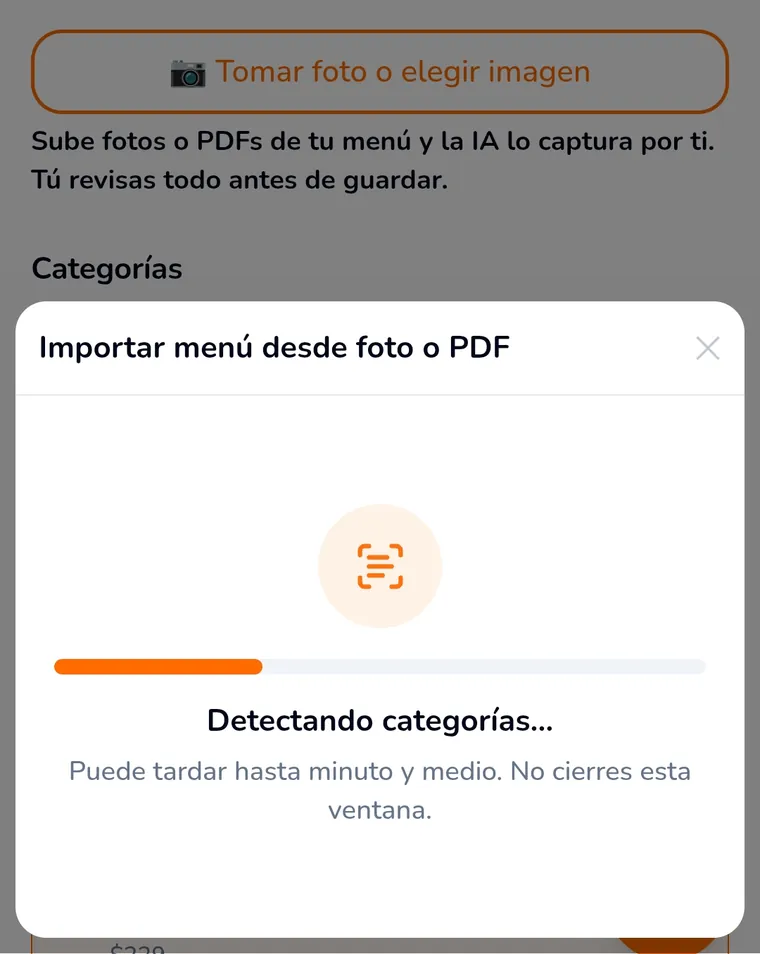 Scan Pro detectando las categorías de una carta subida como foto